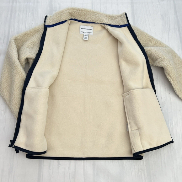 Amazon Essentials Girls Polar Fleece Full-zip Beige Jacket Size L (10 Years) - Picture 3 of 11
